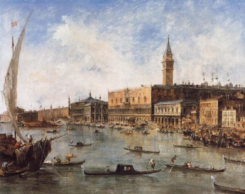 Francesco Guardi The Doge-s Palace and the Molo from the Basin of San Marco oil painting image